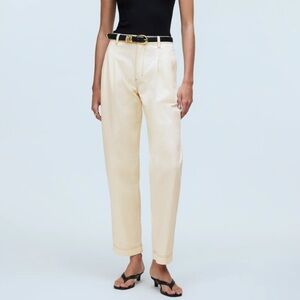NWT Madewell pleated straight pant in antique cream